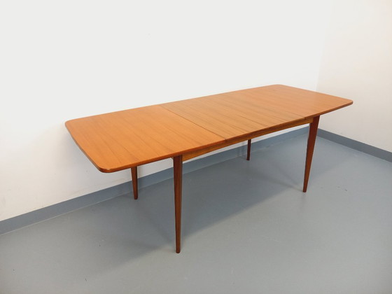 Image 1 of Rectangular Scandinavian-style vintage dining table from the 1950s/60s in teak with extensions