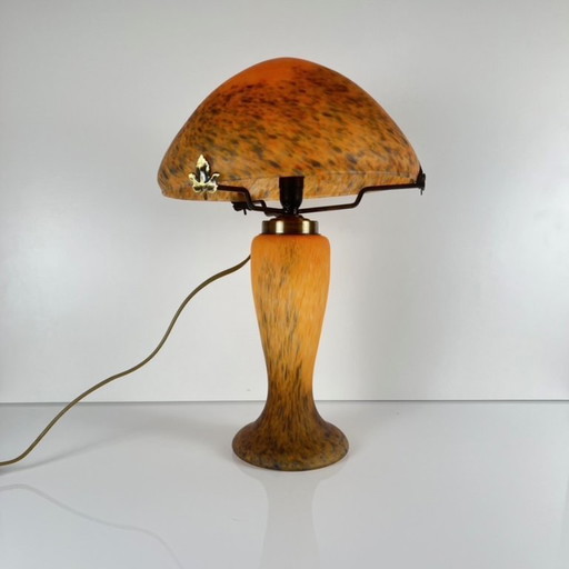 Lampada a forma di fungo in vetro arancione screziato, Massive, Belgio 1970