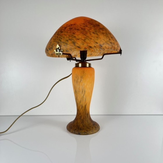 Image 1 of Lampada a forma di fungo in vetro arancione screziato, Massive, Belgio 1970