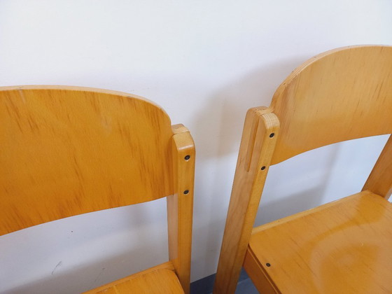 Image 1 of Set of 6 minimalist vintage beechwood chairs from the 70s and 80s