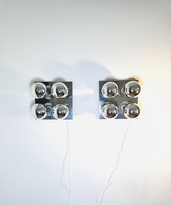 Image 1 of CHROME PLATED SQUARE WALL/CEILING LIGHT BY MOTOKO IISHI FOR STAFF LEUCHTEN, GERMANY, 1970s
