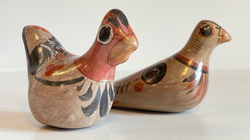 Couple Bird Ceramic Handmade Mexico Vintage