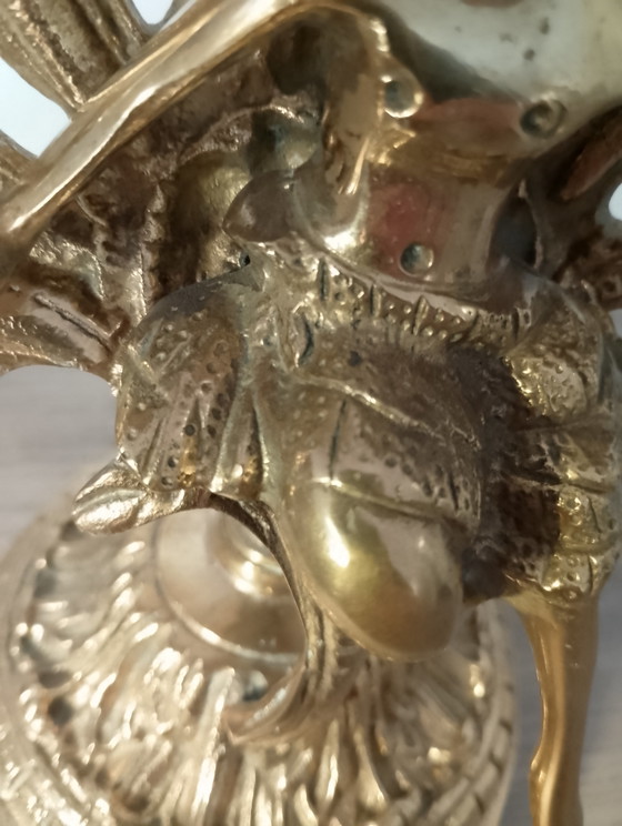 Image 1 of Een paar massief bronzen kandelaars met nimfenmotief, Franse kunst, 19e eeuw, periode Napoleon III.