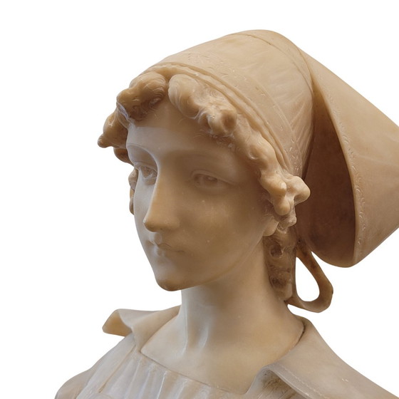 Image 1 of Busto “Mujer Bretona” En Alabastro, Art Nouveau, Circa 1900 – Francia