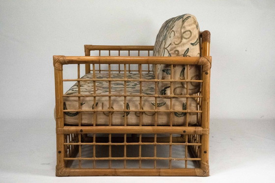 Image 1 of Loveseat italiano de mediados de siglo con un toque tropical chic de Vivai del Sud, ratán y bambú, década de 1960