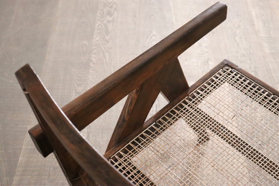 Image 1 of Pierre Jeanneret Loungesessel PJ-SI-29-A aus Teakholz und Rohrgeflecht, 1950er Jahre