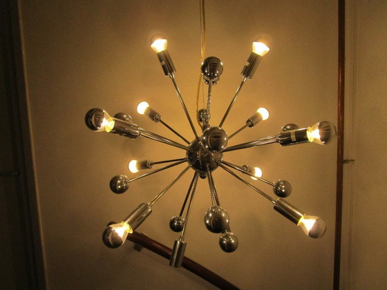 Image 1 of Sputniklamp Spoetniklamp Vintage Space Age 12 reflector lampjes.