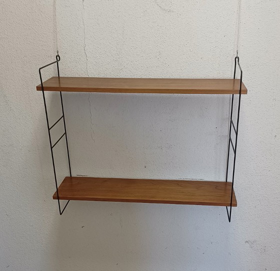 Wandregal aus den Fünfzigerjahren mit zwei Ablagen – Metal, Wood (photo 8 of 8)