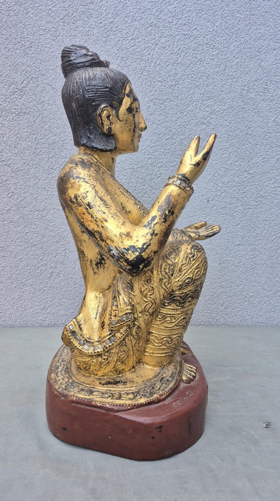 Antica Scultura Nat Birmana in Legno - XIX Secolo 51cm – Sculture (photo 7 of 15)