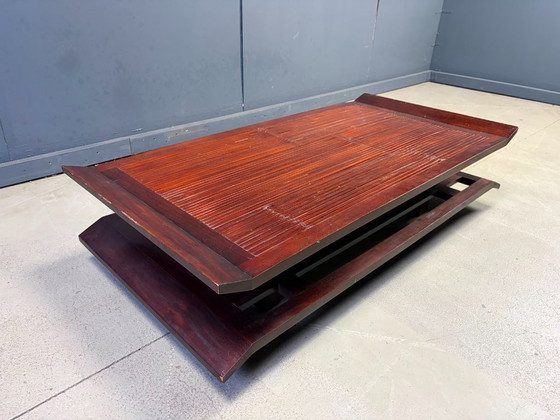 Two-Tiered Pagoda Wabi Sabi Style Coffee Table in Wood and Bamboo 1970s (photo 8 of 10)