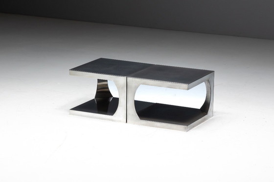 Image 1 of Mesas auxiliares modernistas de aluminio, Italia, década de 1970