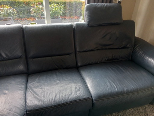 Sofá esquinero azul de 7 piezas