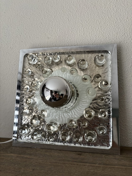 Image 1 of Lampada da parete vintage "Eisglas" Sölken Leuchten anni '70