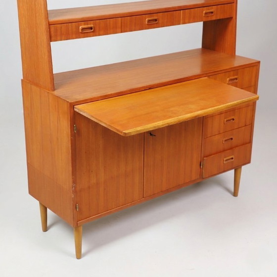 Image 1 of Scrivania-libreria vintage scandinava in teak, anni '60