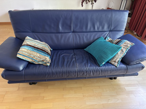 Canapé en cuir bleu