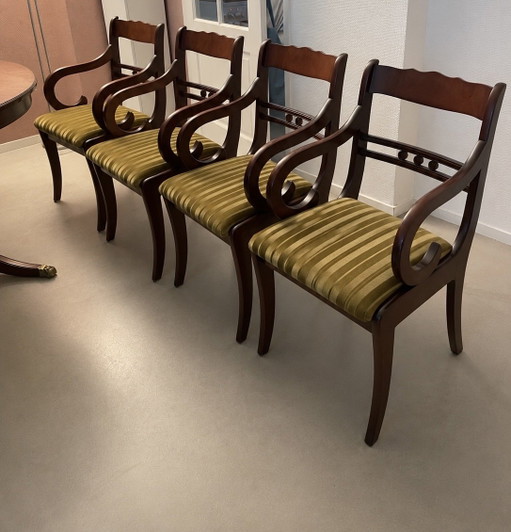 Set van 4 originele Heldense mahoniehouten eetkamerstoelen met armleuningen. Helden stoelen – fauteuils, Wood (photo 2 of 5)