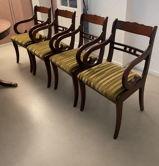 Set van 4 originele Heldense mahoniehouten eetkamerstoelen met armleuningen. Helden stoelen – Fauteuils, Wood (photo 2 of 5)