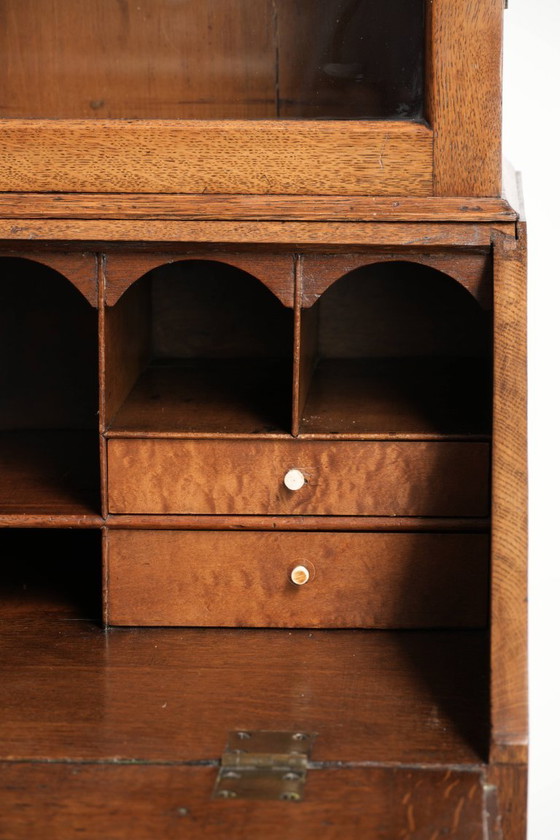Muy Bonita Librería/Secretario Antiguo Inglés de Roble del Siglo XVIII con Alzado y Cristal Original – Wood (photo 12 of 16)