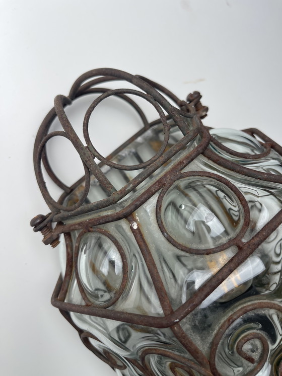 Image 1 of Vintage Murano wrought iron lantern | Glass blown into metal