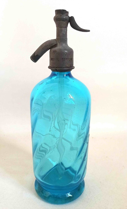 Blauwe seltzer sifon 1900 Hoogte 29,7 cm