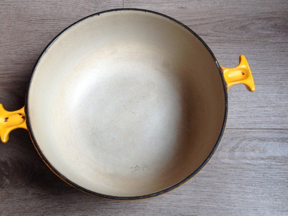 Image 1 of Le Creuset 23 La Mama Enzo Mari vintage yellow cast iron casserole dish