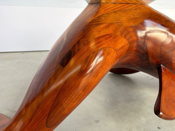 Polyte Solet Dolphin Coffee Table And Stools, 1990s – Glass, Wood (photo 13 of 16)
