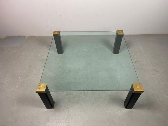 Hollywood Regency Mid-century Design Peter Ghyczy Glass & Brass Coffee Table. The Netherlands, 1970s. Ref.: (photo 12 of 12)