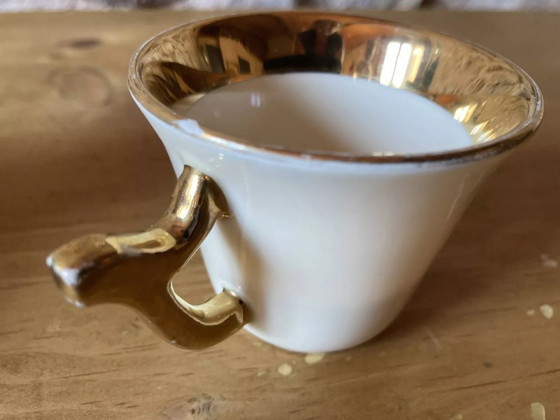 Image 1 of 3 espresso cups and saucers, Limoges porcelain, Magdalithe pattern, 1950s