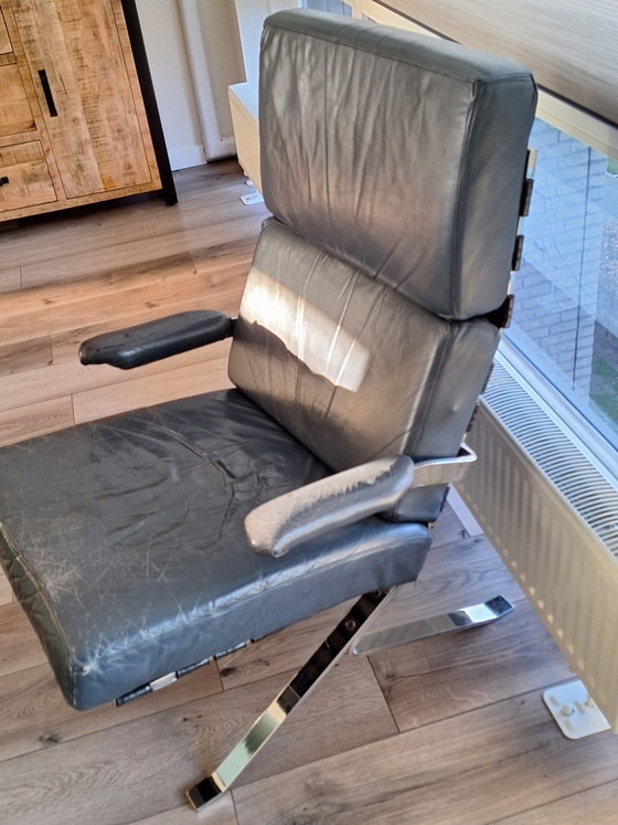 Vintage Chrome Relax Armchair – Adjustable recliner chair, Leather, Metal (photo 5 of 6)