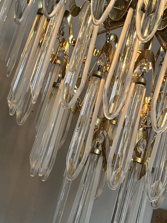 Image 1 of Lampadario di cristallo vintage di lusso in stile Art Déco anni '80