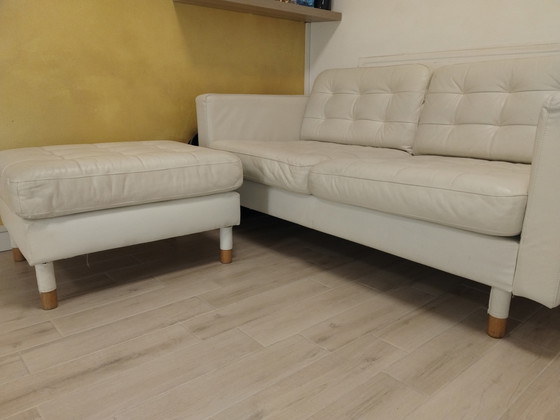 Image 1 of IKEA faux leather sofa and pouf