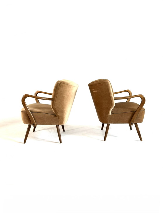 Set di 2 poltrone cocktail vintage in velluto anni '60 – Legno, Tessile (photo 4 of 9)