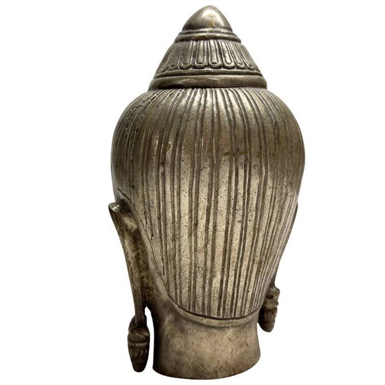 Tête de Bouddha Thaïlandaise Vintage en Bronze - Buste Style Sukhothai - 19 cm – Sculptures, Brass (photo 6 of 10)