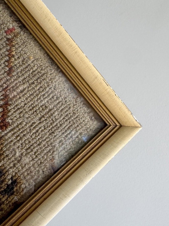 1x Antiek Ingelijst Borduurwerk Meisje Met Een Hond – Wanddecoratie, Glass, Textile (photo 6 of 9)