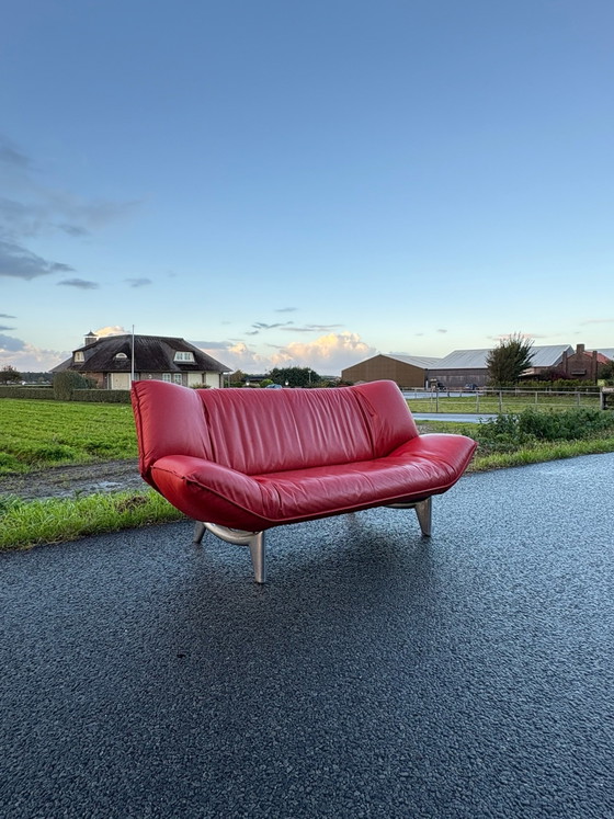 Divano 3 posti Leolux Tango | Pelle rossa | Jan Armgardt – Divani, polished steel (photo 3 of 11)
