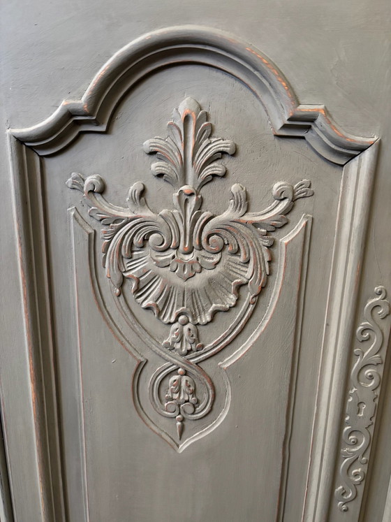 Brocante Queen Ann barkast / buffetkast / kast, Drankenkasten, Glas, Hout, Groen (foto 4 van 11)