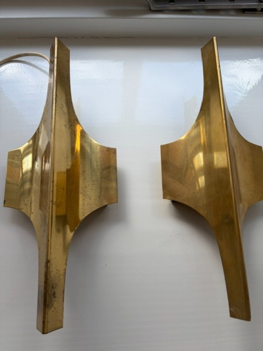 Vintage wall lamps Wilhelm Braun Feldweg - voor Doria Leuchten Germany – wandlampen, Metal, Brass