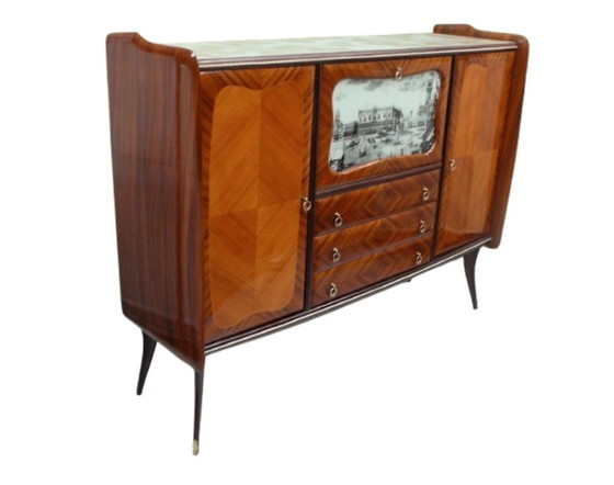 Image 1 of Italie Highboard Buffet Credenza avec bar à la maison, style Fratelli Rigamonti, années 40 50, Mid Century