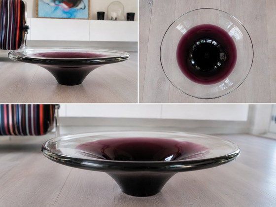 Vintage Art Glass Bowl – Purple/Burgundy – 26 cm – Vases (photo 4 of 5)