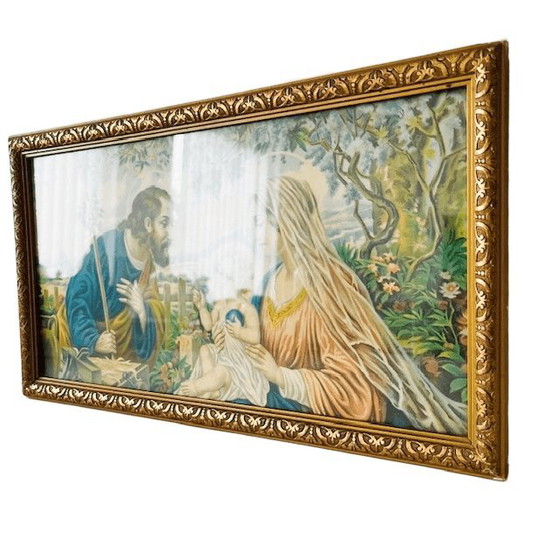 Image 1 of Dipinto religioso d'epoca litografia Sacra Famiglia 1940s
