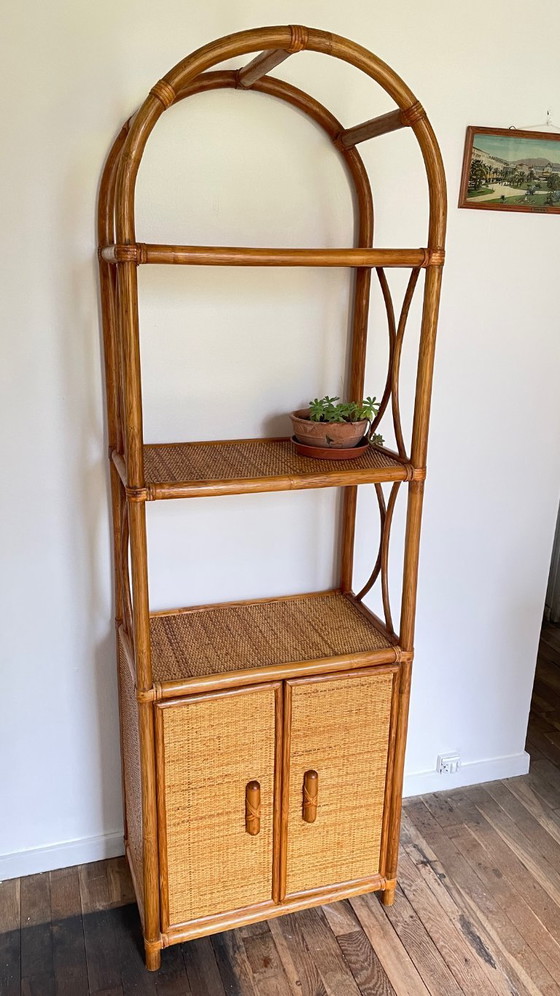 Image 1 of Vintage Wicker and Rattan Shelf