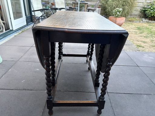 Antique Oak Gateleg Table with Turned Legs – bijzettafels, Wood (photo 2 of 5)