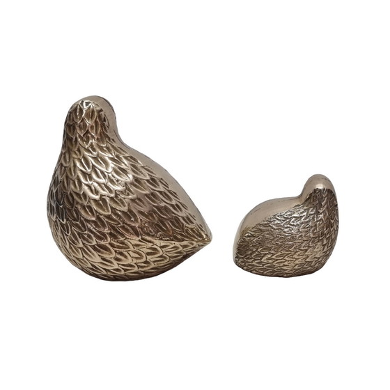 Image 1 of Mid Century Satz von 2 Wachteln aus Messing