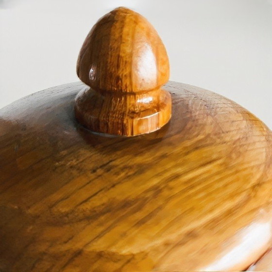 Image 1 of Vintage mid-century hand-turned teak wood pot 1960s