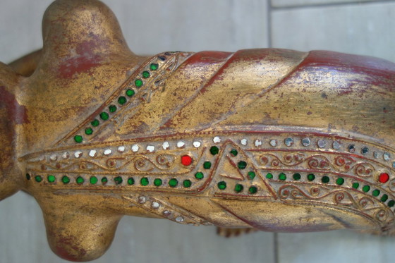 Image 1 of Twee beelden van boeddhistische monniken in gebed, 19e eeuw, Birma