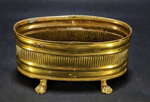 Small 19th Century Brass Planter – plantenbak, Metal (photo 2 of 6)