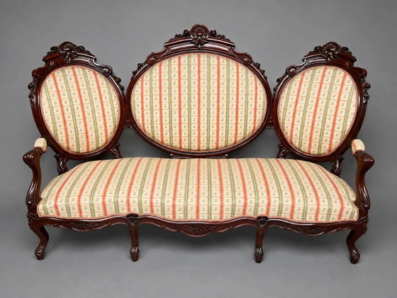 Antikes Barock-Kanapee. Mahagoni, geschnitzt., 3-5 Sitzer Sofas, Braun, Barok (Foto 7 von 7)