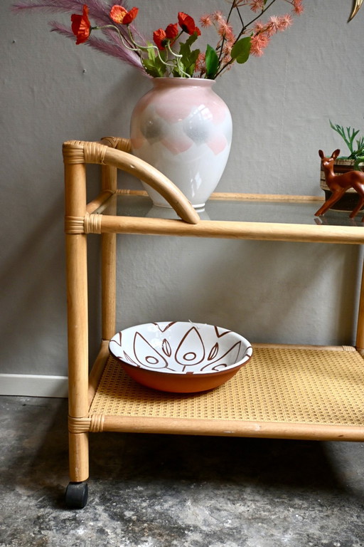 Vintage Serveerwagen van Bamboe en Rotan