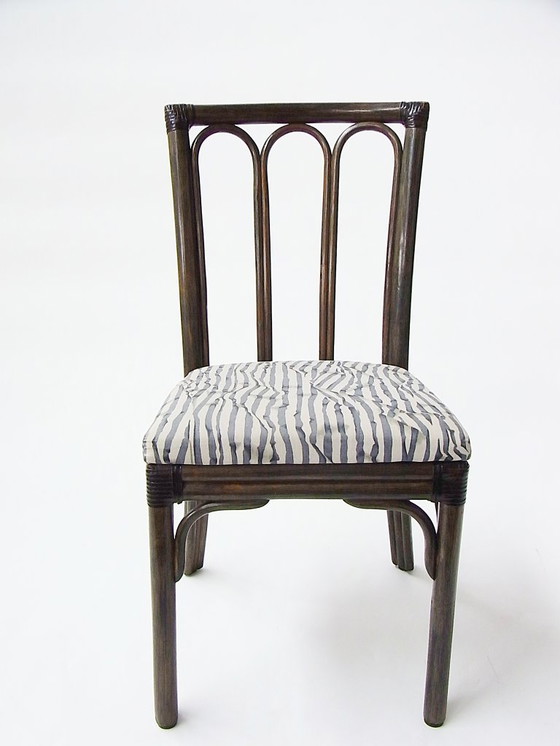 Image 1 of Eetkamerstoelen (6) gemaakt van rotan en bamboe door McGuire, VS, jaren 70