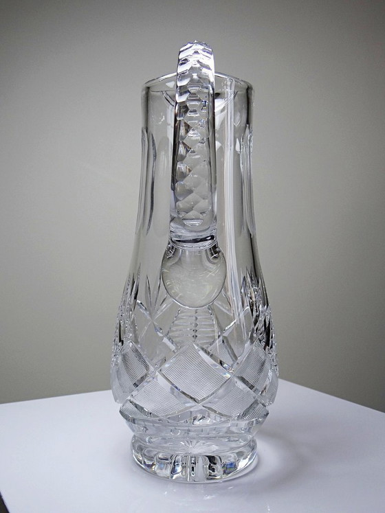 Image 1 of Grand pichet à eau en cristal taillé, cristallières européennes XXe